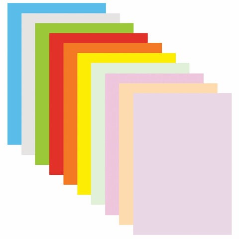 Цветная бумага А4 для аппликаций и оригами, 10 л., 10 цв., 80 г/м2, в папке, "Панда", 210х297 мм, ПО-9180 115633