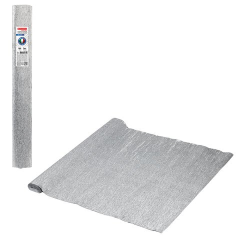 Бумага гофрированная/креповая (ИТАЛИЯ) 180 г/м2, 50х250 см, серебристая (802), BRAUBERG FIORE, 112658 112658