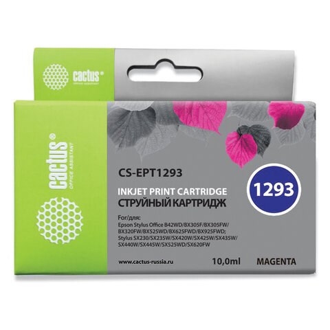 Картридж струйный CACTUS (CS-EPT1293) для EPSON Stylus B42WD/BX305W/BX625WD, пурпурный 361955