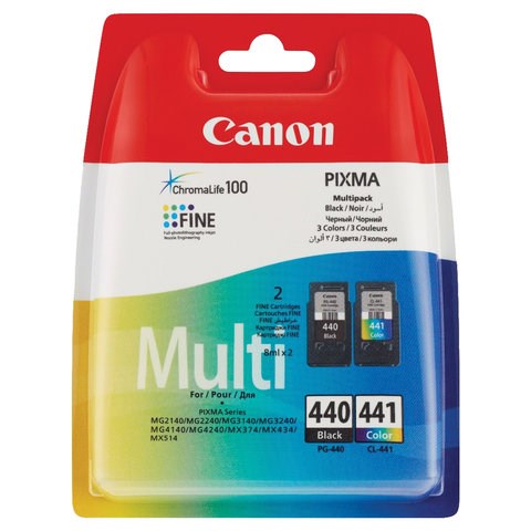 Картридж струйный CANON (PG-440/CL-441) PIXMA MG2140/MG3140, оригинальный КОМПЛЕКТ 2 цвета, 180 страниц, 5219B005 363188
