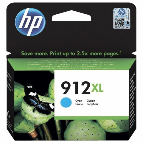 Картридж струйный HP (3YL81A) для HP OfficeJet Pro 8023, №912XL голубой, ресурс 825 страниц, оригинальный 363472
