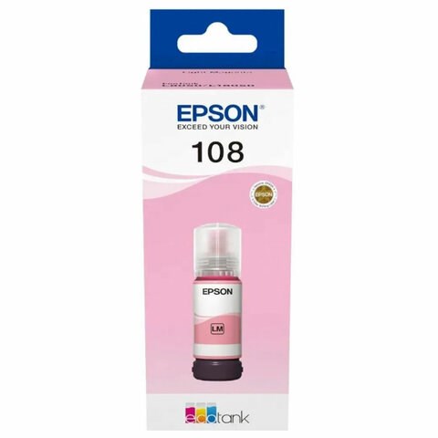 Чернила EPSON 108 (C13T09C64A) для СНПЧ EPSON L8050 /L8100 /L18050, светло-пурпурные, ОРИГИНАЛЬНЫЕ 364536