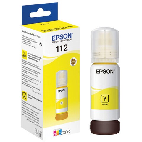 Чернила EPSON 112 (C13T06C44A) для СНПЧ EPSON L11160 /L15150 /L15160 /L6550/L6570, желтые, ОРИГИНАЛЬНЫЕ 363902