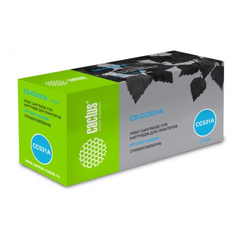 Картридж лазерный CACTUS (CS-CC531A) для HP ColorLaserJet CP2025/CM2320, голубой, ресурс 2800 страниц 362056