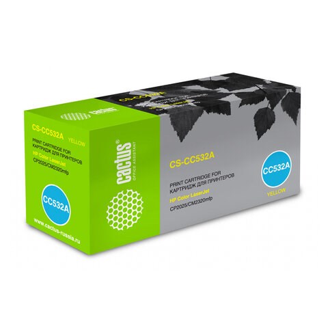 Картридж лазерный CACTUS (CS-CC532A) для HP ColorLaserJet CP2025/CM2320, желтый, ресурс 2800 страниц 362057