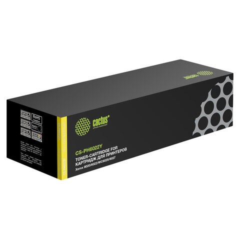 Картридж лазерный CACTUS (CS-PH6022Y) для XEROX Phaser 6020/6022/WC 6025/6027, желтый, ресурс 1000 стр. 362594