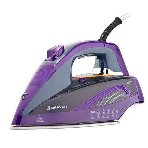 Утюг BRAYER BR4001, OneTemp, 2600 Вт, керамическое покрытие, самоочистка, антикапля, автоотключение, антинакипь 456107