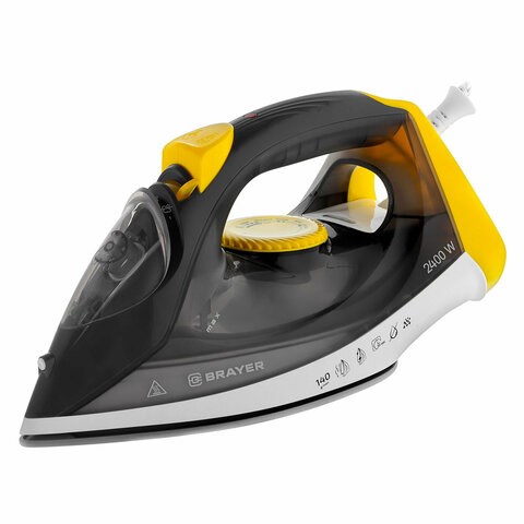 Утюг BRAYER BR4003GY, 2400 Вт, керамическое покрытие, самоочистка, антикапля, антинакипь, автоотключение, серый 456111