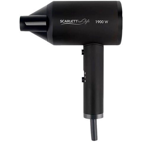 Фен SCARLETT SC-HD70I37, 1900 Вт, 2 скорости, 3 температурных режима, ионизация, черный 457204
