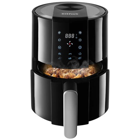 Аэрогриль KITFORT КТ-2225, 1000 Вт, 1,9 л, 6 программ, таймер, сенсорное управление, черный 455952