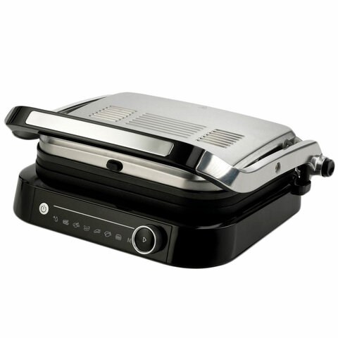 Электрогриль GORENJE GCG2100S, 2100 Вт, съемные панели, регулировка температуры, серебро/черный 457643