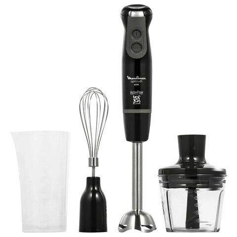 Блендер погружной MOULINEX Optitouch DD833810, 600 Вт, 16 скоростей, 3 насадки, стакан, черный, 7211002825 456474