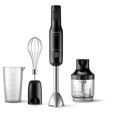 Блендер погружной PHILIPS HR2543/90, 700 Вт, 2 скорости, 3 насадки, стакан, черный 456934