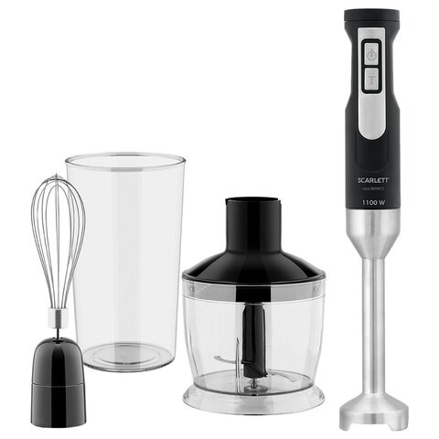 Блендер погружной SCARLETT SC-HB42F61, 1100 Вт, 25 скоростей, 3 насадки, стакан, черный 455848
