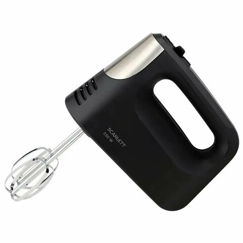 Миксер SCARLETT SC-HM40S23, 550 Вт, 5 скоростей, 2 венчика, 2 крюка для теста, черный 457200
