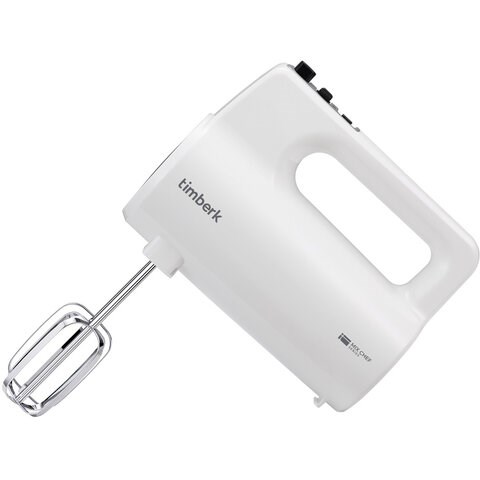 Миксер TIMBERK T-HM40S48, 700 Вт, 5 скоростей, 2 венчика, 2 крюка для теста, белый 457229