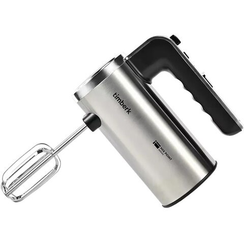 Миксер TIMBERK T-HM40S49, 550 Вт, 5 скоростей, 2 венчика, 2 крюка для теста, подставка, стальной 457227