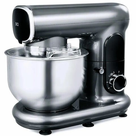 Миксер планетарный BQ (БИ-КЬЮ) MX822, 1600 Вт, 6 скоростей, 3 насадки, металлическая чаша 5 л, серебро, 86192600 457505