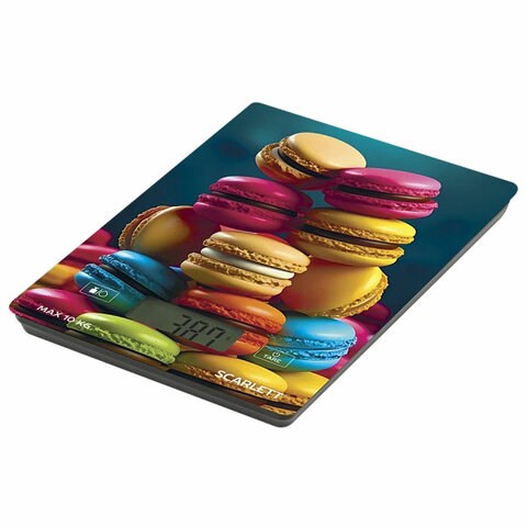 Весы кухонные SCARLETT SC-KS57P82, электронный дисплей, max вес 10 кг, тарокомпенсация, стекло 458300