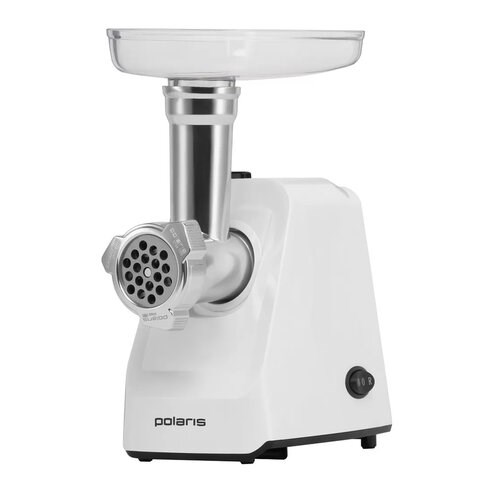 Мясорубка POLARIS PMG 1852, 1800 Вт, производительность 2 кг/мин, 2 насадки, реверс, белый, 61222 456730