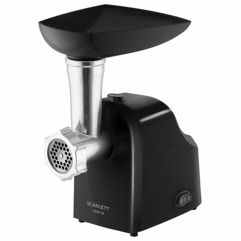 Мясорубка SCARLETT SC-MG45M21, 1800 Вт, производительность 2 кг/мин, 3 насадки, реверс, пластик, черная 455883