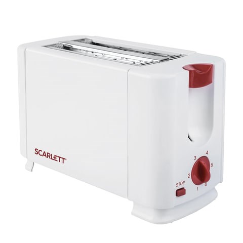 Тостер SCARLETT SC-TM11013, 650 Вт, 2 тоста, 6 режимов, сталь, белый 453680