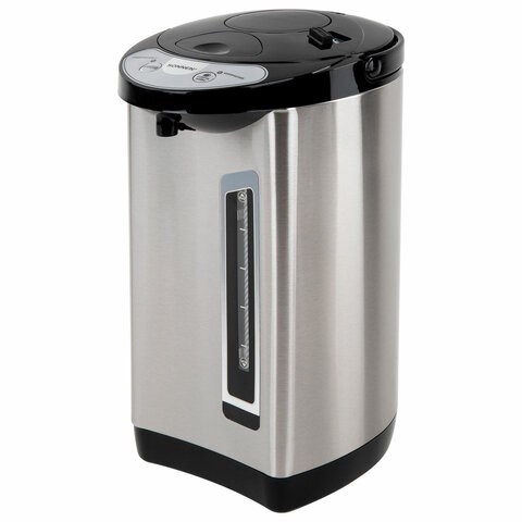 Термопот SONNEN TP-60, 6 л, 900 Вт, 1 температурный режим, 3 режима подачи воды, сталь, черный/серебро, 456713 456713