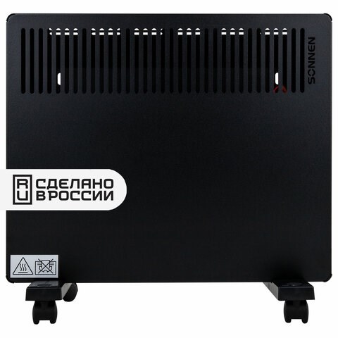 Обогреватель-конвектор SONNEN TEPLO-10, 1000 Вт, Х-образный нагревательный элемент, черный, сделано в России, 457627 457627