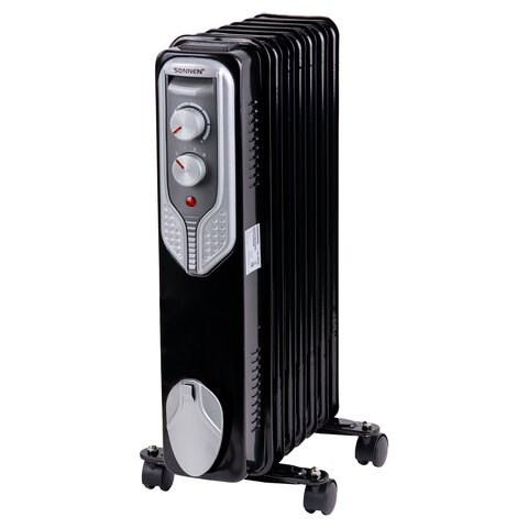 Обогреватель масляный SONNEN DFN-09BL, 2000 Вт, 9 секций, черный, 455311 455311