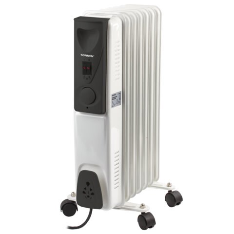 Обогреватель масляный SONNEN DFS-07, 1500 Вт, 7 секций, белый, 453498 453498