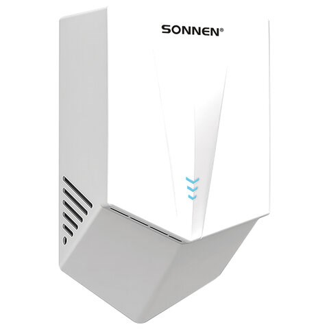 Сушилка для рук ВЫСОКОСКОРОСТНАЯ SONNEN K2022B, 1300 Вт, 150 м/с, IPX1, 72 дБ, белая, пластиковый корпус, 607192 607192