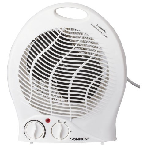 Тепловентилятор SONNEN F-200, 1000/2000 Вт, 2 режима работы, белый, 453493 453493