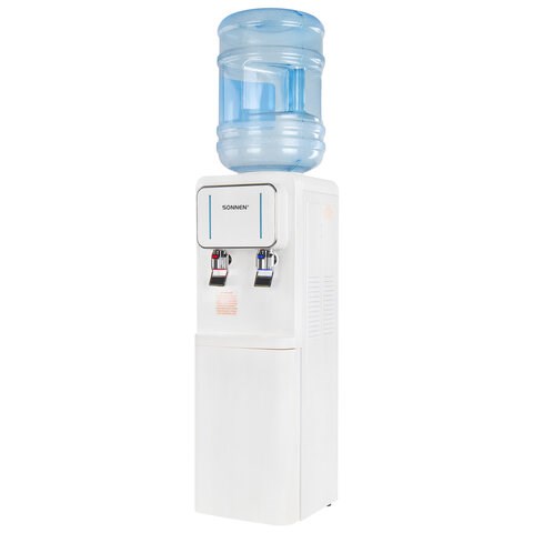Кулер для воды SONNEN FSE-02Wc, напольный, НАГРЕВ/ОХЛАЖДЕНИЕ ЭЛЕКТРОННОЕ, шкаф, 2 крана, белый, 456167 456167