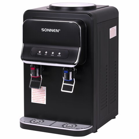 Кулер для воды SONNEN TSE-02WB, настольный, НАГРЕВ/ОХЛАЖДЕНИЕ ЭЛЕКТРОННОЕ, 2 крана, черный, 456174 456174