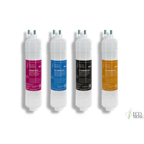 Фильтры для пурифайеров 12 дюймов, ресурс до 10 000 л, КОМПЛЕКТ 4 шт., ECOTRONIC, 11748 456875