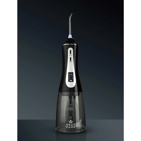 Ирригатор для полости рта ASIACARE PRO+, портативный, емкость резервуара 0,35 л, 14 насадок, черный, Asia_42 456559