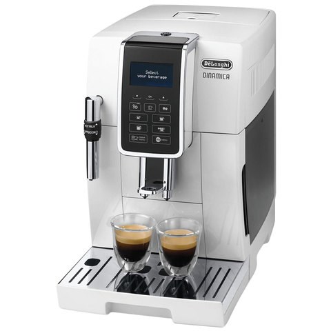 Кофемашина DELONGHI Dinamica ECAM 350.35.W, 1450 Вт, объем 1,8 л, ручной капучинатор, белая 453265