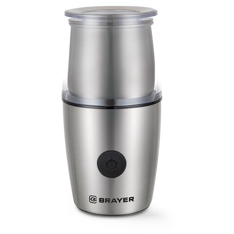 Кофемолка с капучинатором BRAYER BR1185, 200 Вт, вместимость 100 г, сталь 456598
