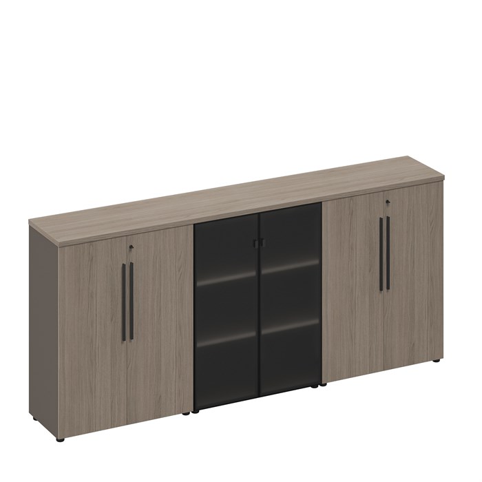 Шкаф комбинированный средний (закрытый-стекло-закрытый) 210210