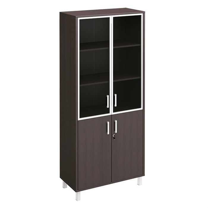 Шкаф для документов двери стекло в рамке + ДСП с замком 121383