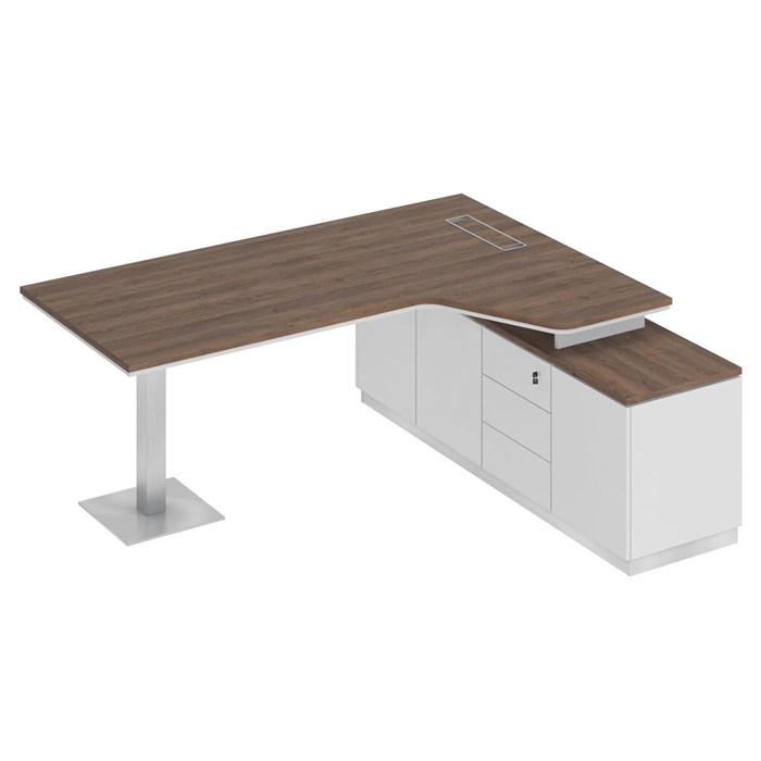 Стол руководителя эргономичный на опорной тумбе правый 206814