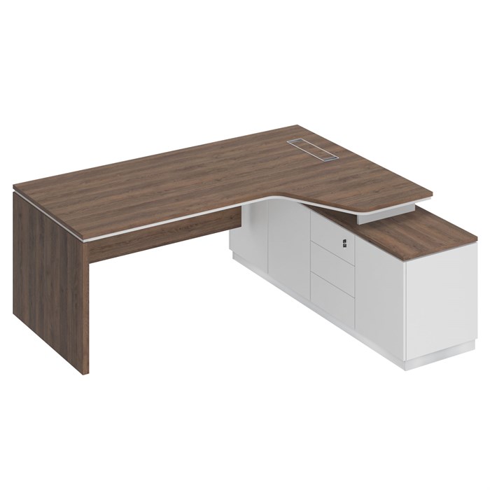 Стол руководителя эргономичный на опорной тумбе правый 206818