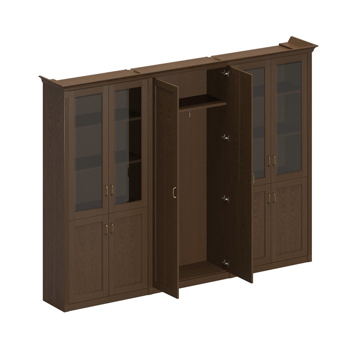 Шкаф комбинированный высокий (2 для документов со стеклянными дверями + 1 для одежды широкий) 210153