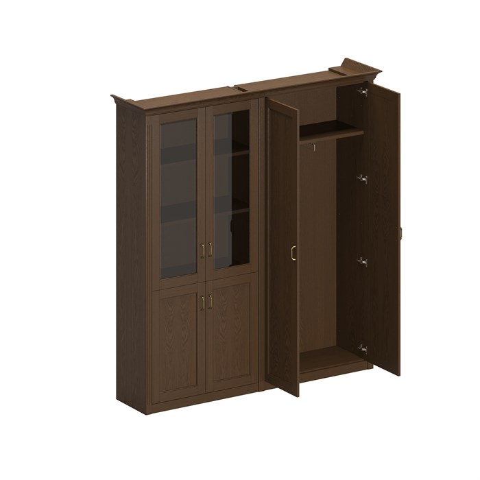 Шкаф комбинированный высокий (для одежды широкий + для документов со стеклянными дверями) 210151