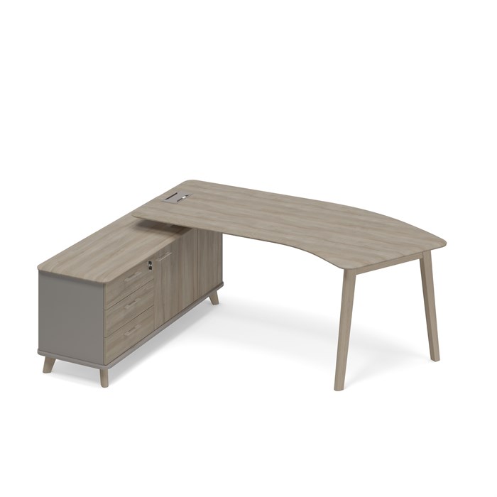 Стол руководителя эргономичный на опорной тумбе левый (тип 5) WOOD 209285