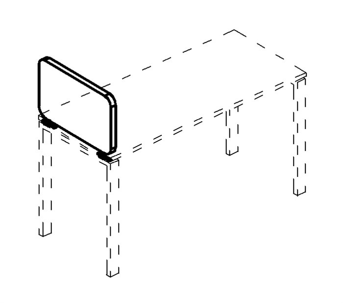 Экран настольный боковой тканевый с мягкий с кронштейнами 205615