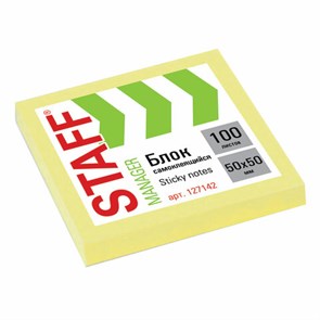 {{photo.Alt || photo.Description || 'Блок самоклеящийся (стикеры) STAFF, 50х50 мм, 100 листов, желтый, 127142'}}