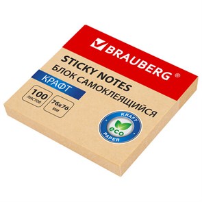 {{photo.Alt || photo.Description || 'Блок самоклеящийся крафтовая бумага (стикеры) BRAUBERG KRAFT, 76х76 мм, 100 листов, 115203'}}