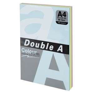 {{photo.Alt || photo.Description || 'Бумага цветная DOUBLE A, А4, 80 г/м2, 100 л. (5 цветов x 20 листов), микс пастель'}}