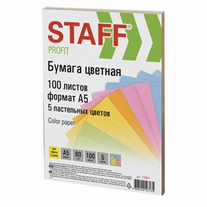 {{photo.Alt || photo.Description || 'Бумага цветная STAFF &quot;Profit&quot; МАЛОГО ФОРМАТА (148х210 мм), А5, 80 г/м2, 100 л. (5цв. х 20 л.), цветная пастель, для офиса и дома, 110891'}}